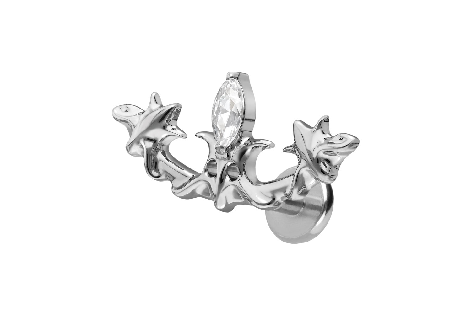 Titan Labret Piercing mit Push Fit GOTISCHES DESIGN